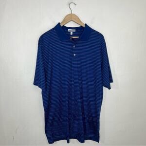 Peter Millar Polo Blue Rainbow Striped Short Sleeve Golf Cotton Size XL